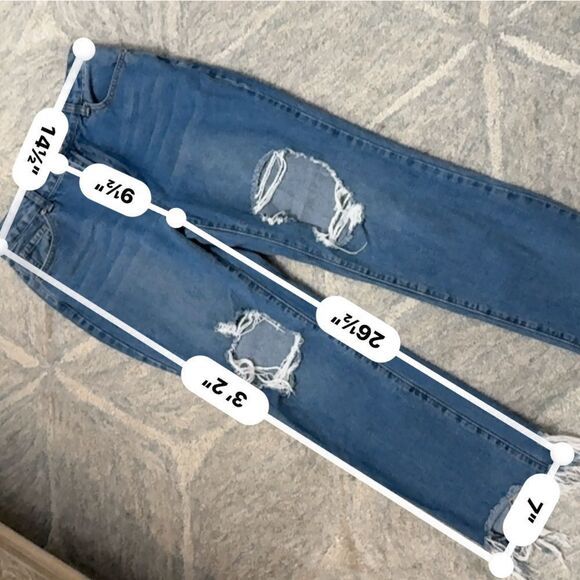 Great Smokey Los Angeles Distressed Mid Rise  Jeans with raw hemline sz7(bundle) - Picture 7 of 7